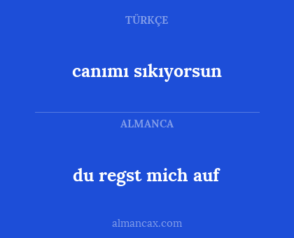 canımı sıkıyorsun - du regst mich auf
