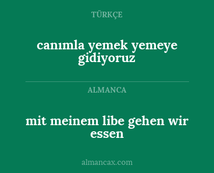 canımla yemek yemeye gidiyoruz - mit meinem libe gehen wir essen