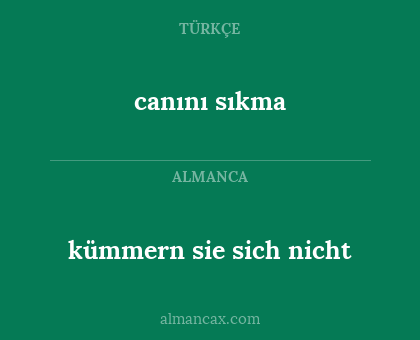 kümmern sie sich nicht - canını sıkma