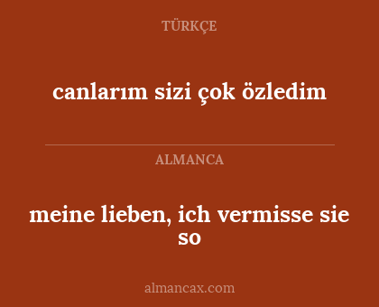 canlarım sizi çok özledim - meine lieben, ich vermisse sie so