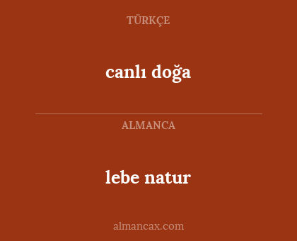 canlı doğa - lebe natur