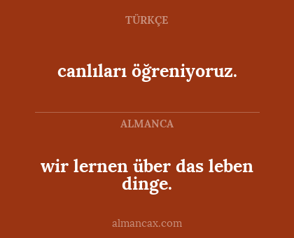wir lernen über das leben dinge. - canlıları öğreniyoruz.