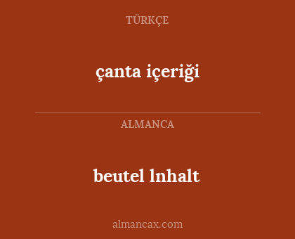 beutel lnhalt - çanta içeriği