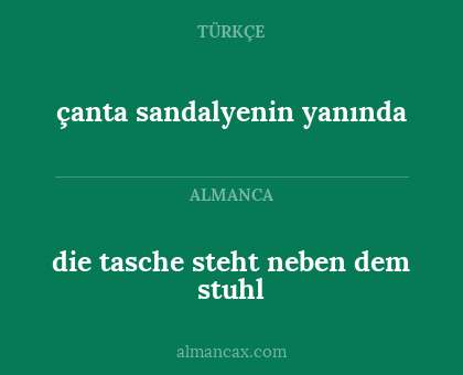 çanta sandalyenin yanında - die tasche steht neben dem stuhl