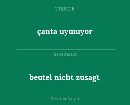 çanta uymuyor - beutel nicht zusagt