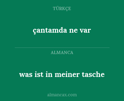 çantamda ne var - was ist in meiner tasche