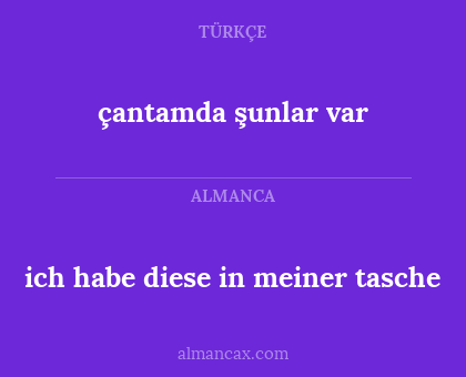 ich habe diese in meiner tasche - çantamda şunlar var