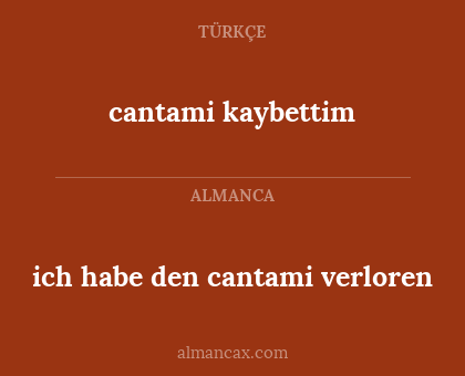 cantami kaybettim - ich habe den cantami verloren