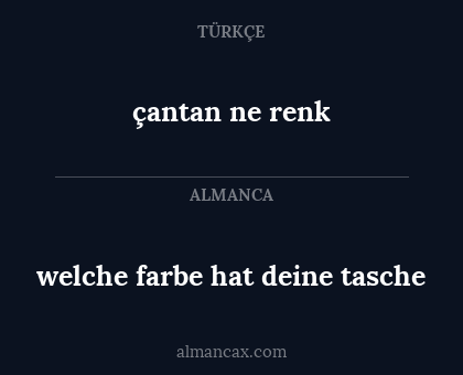 çantan ne renk - welche farbe hat deine tasche