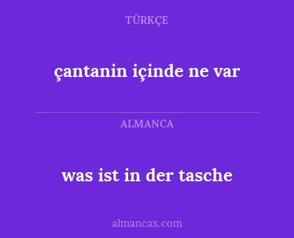 çantanin içinde ne var - was ist in der tasche