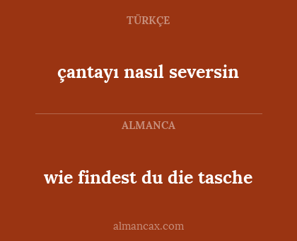 çantayı nasıl seversin - wie findest du die tasche