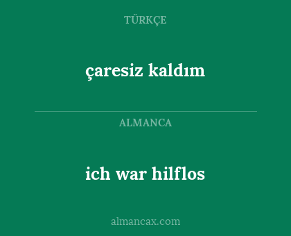 ich war hilflos - çaresiz kaldım