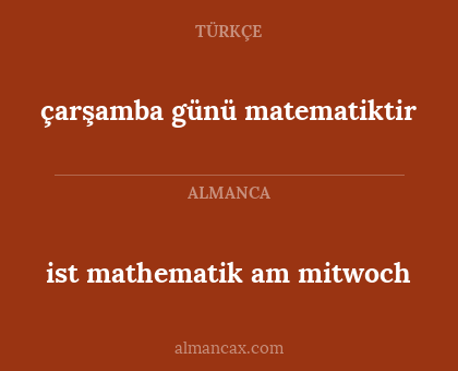 çarşamba günü matematiktir - ist mathematik am mitwoch