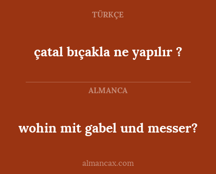 çatal bıçakla ne yapılır ? - wohin mit gabel und messer?