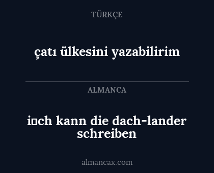çatı ülkesini yazabilirim - i̇ch kann die dach-lander schreiben