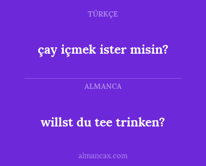 willst du tee trinken? - çay içmek ister misin?