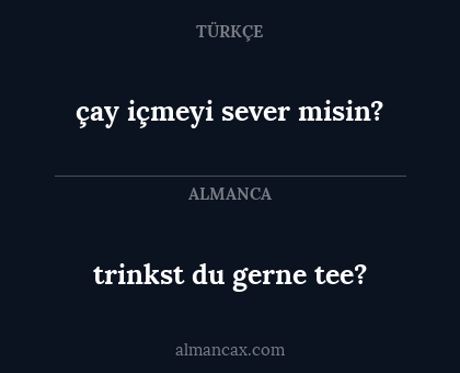 trinkst du gerne tee? - çay içmeyi sever misin?