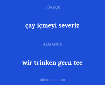 wir trinken gern tee - çay içmeyi severiz