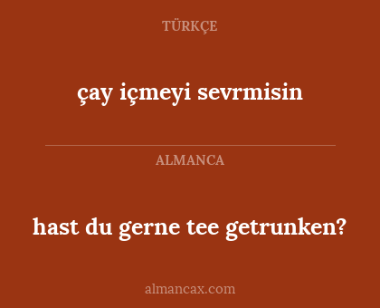çay içmeyi sevrmisin - hast du gerne tee getrunken?