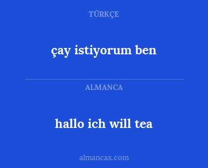 hallo ich will tea - çay istiyorum ben