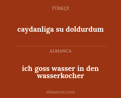ich goss wasser in den wasserkocher - caydanliga su doldurdum