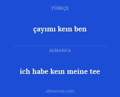 ich habe keın meine tee - çayımı keın ben