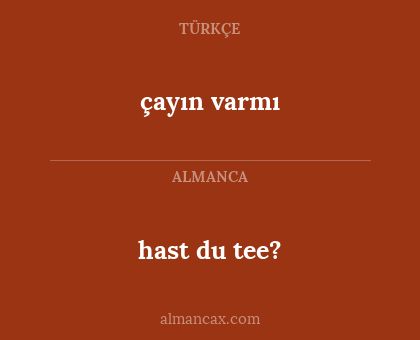 hast du tee? - çayın varmı