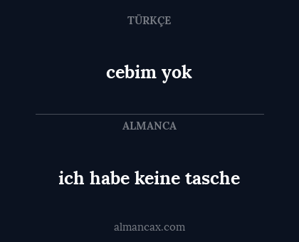 cebim yok - ich habe keine tasche