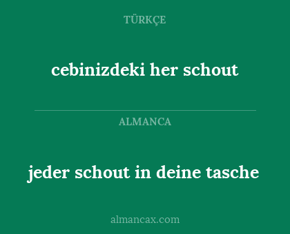 cebinizdeki her schout - jeder schout in deine tasche