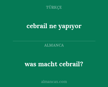 was macht cebrail? - cebrail ne yapıyor