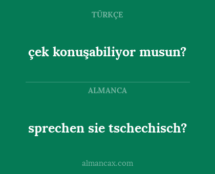 sprechen sie tschechisch? - çek konuşabiliyor musun?