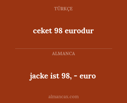 ceket 98 eurodur - jacke ist 98, - euro
