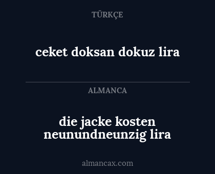 ceket doksan dokuz lira - die jacke kosten neunundneunzig lira