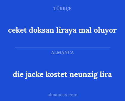 die jacke kostet neunzig lira - ceket doksan liraya mal oluyor