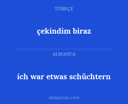 çekindim biraz - ich war etwas schüchtern