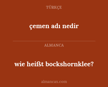 çemen adı nedir - wie heißt bockshornklee?