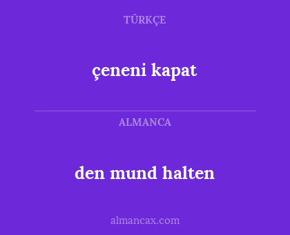 çeneni kapat - den mund halten