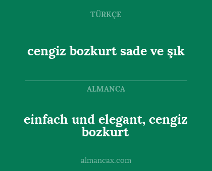 cengiz bozkurt sade ve şık - einfach und elegant, cengiz bozkurt