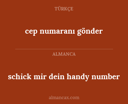 cep numaranı gönder - schick mir dein handy number