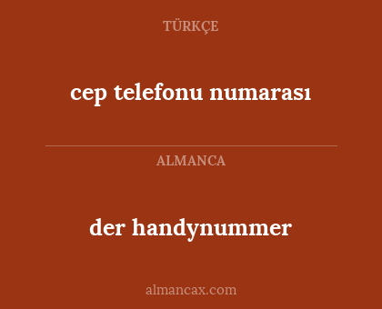 der handynummer - cep telefonu numarası