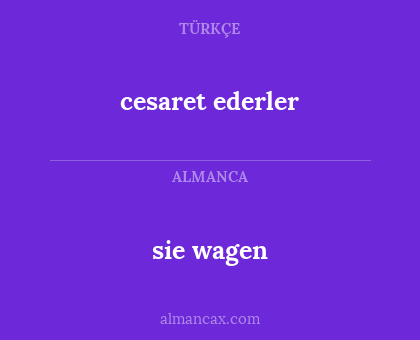 cesaret ederler - sie wagen