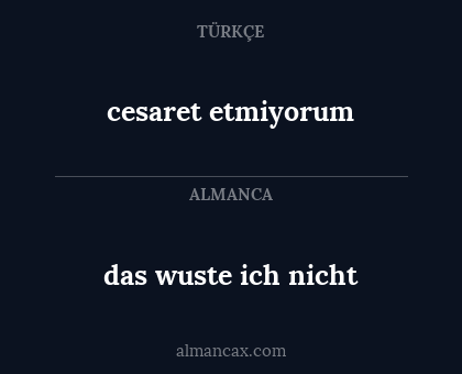 das wuste ich nicht - cesaret etmiyorum