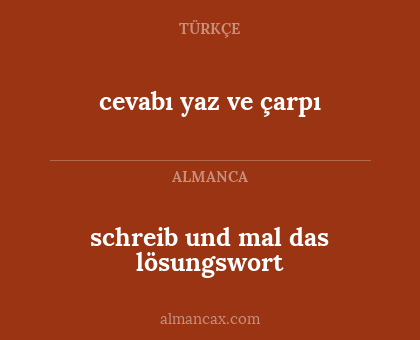 schreib und mal das lösungswort - cevabı yaz ve çarpı