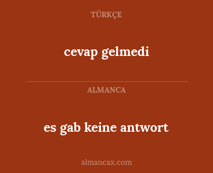 cevap gelmedi - es gab keine antwort