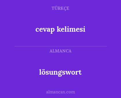 cevap kelimesi - lösungswort
