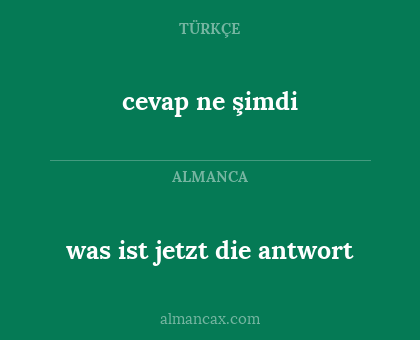 cevap ne şimdi - was ist jetzt die antwort