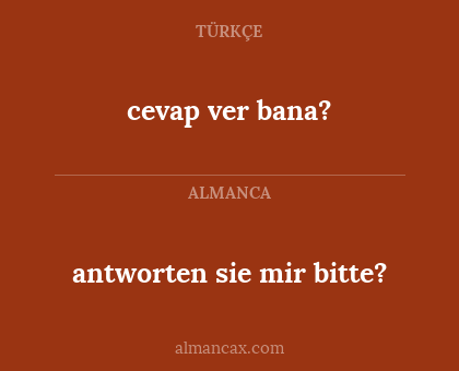 antworten sie mir bitte? - cevap ver bana?