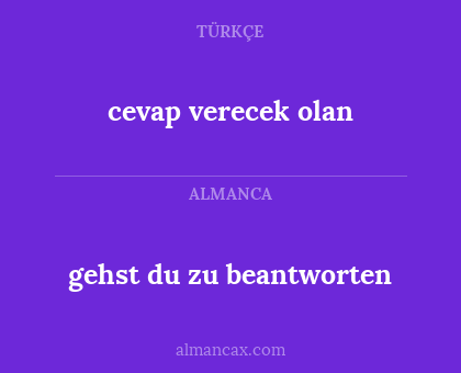 cevap verecek olan - gehst du zu beantworten