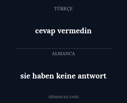 cevap vermedin - sie haben keine antwort