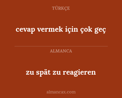 zu spät zu reagieren - cevap vermek için çok geç